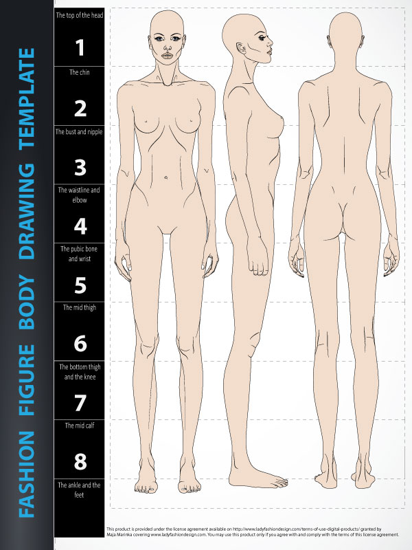 Fashion Figure Drawing Template 8 Heads Lady Fashion Design