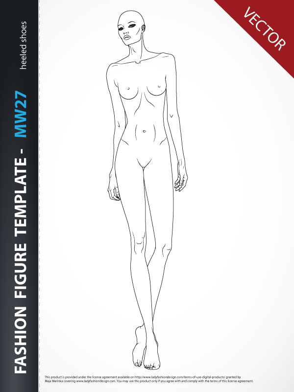 Fashion croquis Template MW27 Vector Lady Fashion Design